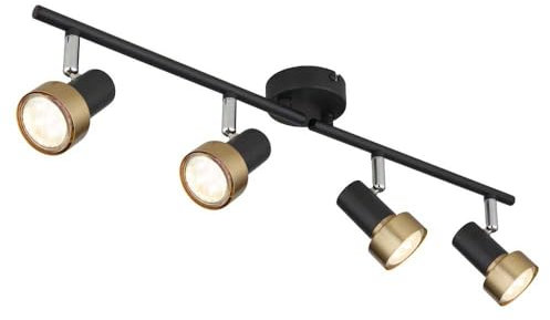 Globo Deckenstrahler Deckenleuchte Spotlampe verstellbar 4 flammig schwarz gold L 60cm