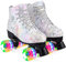 ERNAN Damen Klassische Retro Rollschuhe,Disco Roller,Classic Roller | Rollschuhe für Kinder und Erwachsene, komfortabl LED Rollerskates für Jugendliche und Anfänger.Mädchen. (White Lightning, 41)