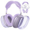 Fycyko Funda 3 en 1 compatible con Airpods Max (2024/2020), funda de silicona transparente, AirPods Max, accesorios Airpods Max, color morado