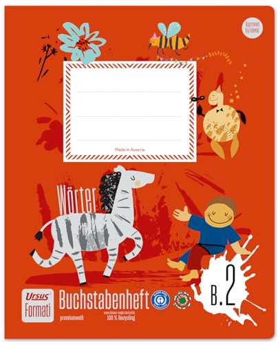 Formati Buchstabenheft B.2 Quart 14 Blatt liniert, mit vorgedruckten Buchstaben in Schreibschrift, aus 100% Recyclingpapier