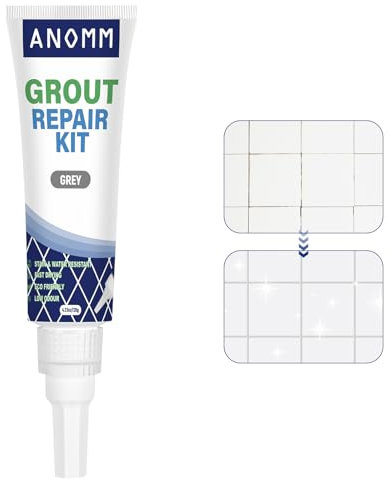 ANOMM Tile Grout Repair Kit, 120ml Grey Grout Reviver for Tiles, Fast Drying Filler for Restore & Renew Tile Joints, Grout Sealer for Kitchen, Bathroom, Shower Floor, Wall Lines