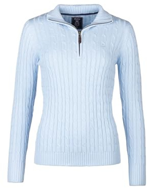 Rydale Ladies Quarter Zip Cable Knit Jumper Womens Chunky Knitted Sweater Long Sleeve Pullover Half Zip V Neck Jumpers