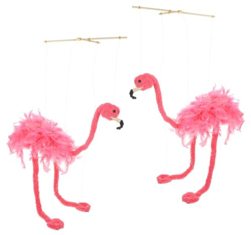 NAMOARLY 2 Stück Flamingo Marionetten Puppenspieler Plüsch Ebene Marionetten Mit Zugschnur Für Kreative Spielstunden Und Feinmotoriktraining
