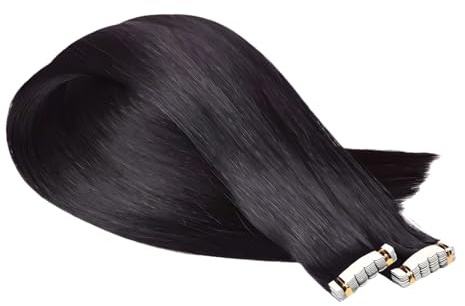 20 Pack 12 Tape in Human Hair Extensions Invisible Seamless Straight Black Hair Easy to Apply and Adjust
