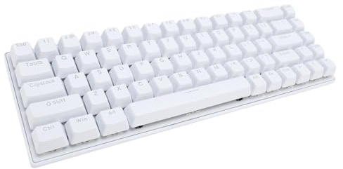 PUSOKEI 68 CLÉ Clavier MÉCANIQUE DE Gaming, 60% Clavier Ergonomique Filaire Compact avec éclairage Réglable, Interrupteur Bleu, Rétro-éclairage RVB, pour Ordinateur Portable PC (White)