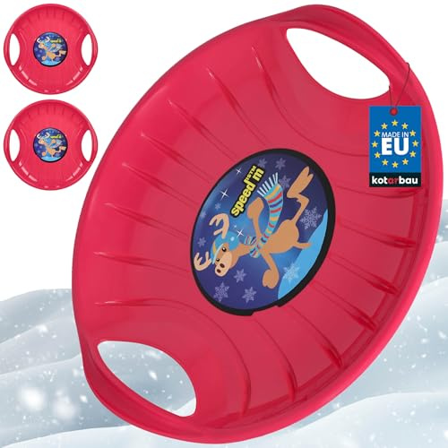 KOTARBAU® 2er Set Rutschteller - ø 60 cm - Popo Rutscher - mit Griffen - Schlitten für Kinder & Erwachsene - Bob Schlitten - Kinderschlitten - Kunststoff - Rosa