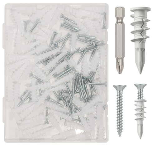 60PCS Dämmstoffdübel | Wärmebrückenfrei Thermo Dübel | Inkl. 30 Stück Hohlraumdübel+30 Stück Schrauben+TX40 Bit | für EPS/XPS Fassadenisolierung, Ohne vorbohren, Sichere Montage
