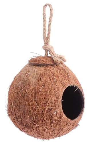 Homoyoyo Natürliches Kokosnussschalen Vogelbrutnest als Hängendes Vogelhaus Kreatives Kokosnuss Vogelnest aus Kokosnussschalen Praktisch für Hochzeit und Kindergarten Dekoration