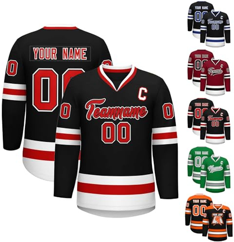 Maillots de Hockey personnalisés, Maillots de Hockey Vierges pouvant être personnalisés avec l'équipe/numéro/nom Personnel, Maillots de Hockey pour Hommes, Femmes, Adolescents et Enfants (Style 18)
