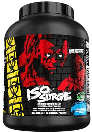 Mutant ISO Surge Molkenproteinpulver wirkt SCHNELL unterstützend bei der Muskelregeneration und dem Aufbau von Muskeln, Masse und Kraft.- 2.27 kg (Vanilla Ice Cream)