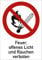 Schild Feuer, offenes Licht und Rauchen verboten gemäß ASR A1.3/ DIN 7010 Alu 185 x 131 mm (Brandgefahr, Kombischild) wetterfest