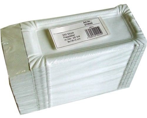 Unbekannt Wursttablett mit Abriss 8 x 21 cm - Weiß - 250 Stück/Paket
