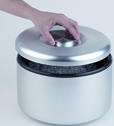 APS Eisbox - Aluminium Eisbehälter mit herausnehmbarem Innenbehälter für 150 Eiswürfel - Abmessungen: 18,5 x 18,5 cm, Höhe: 20 cm, Volumen: 3 Ltr.