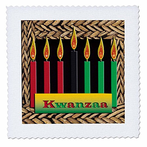 3dRose Kerzen von Kwanzaa, Quilt, Platz, 25 von 25 (QS 26966 10)