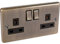 Antique Brass 2Gang Plug Socket United Electrical (Windsor)