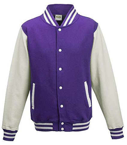 Just Hoods - Giacca College Varsity Jacket, unisex viola/bianco L