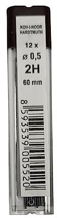 Koh-I-Noor Fine Mines Graphites pour Porte-mine 0.5mm Diamtre 60mm 2H