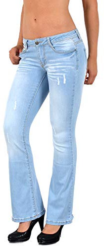 ESRA Bootcut Jeans Damen - Hüftjeans Schlaghose Low Waist Wide Leg Weite Hose Schlagjeans bis Übergröße B500