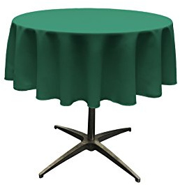 LA Linen Polyester Poplin Round Tablecloth, 51-Inches, Teal, 129.5 x 129.5 x 0.04 cm