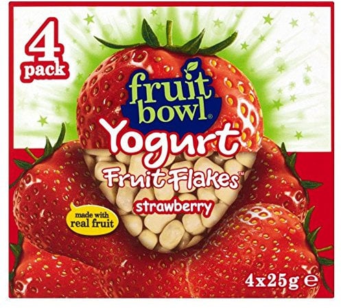 Fruit Bowl Fruit Flakes Strawberry with a Yogurt Coating (4x25g) - Pack of 2