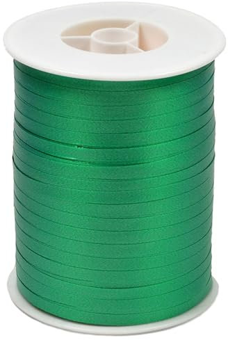 Geschenkband Ringelband 5mm x 500m wasserfest - 30 FARBEN in 5/10/19/31/50mm - Dekoband aus Kunststoff - Polyband zum Anbinden von Luftballons - Schleifenband zum Basteln - Grün