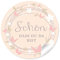 24 STICKER Schön, dass du da bist Schöne Etiketten mit Kranz, Blüten und Schmetterlingen in beige apricot rosa, Für Gastgeschenke, Tischdeko zur Hochzeit, 4 cm, rund, matt