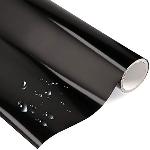 Premium Möbelfolie Hochglanz - Schwarz - 1 Meter x 63 cm (Rollenware am Stück) und Bastelfolie Küchenfolie - Klebefolie für Möbel, Türen selbstklebende Folie Küche, Meterware