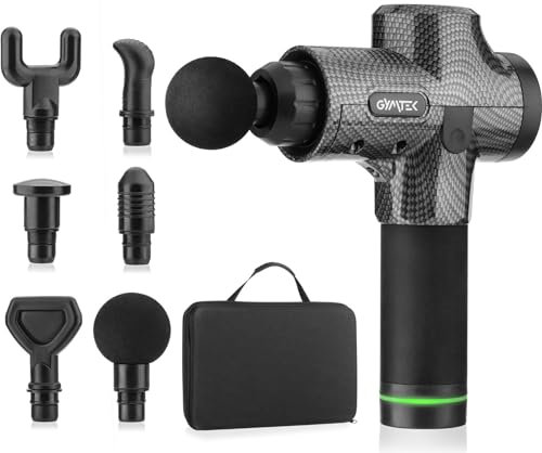 Gymtek Massagepistole für Ganzkörpermassage, Massage Gun 30 Stufen, Leistungsstarker Akku, Elektrische Handmassagegeräte mit 6 Aufsätzen, Massage Pistole für Necken und Rückenmassage