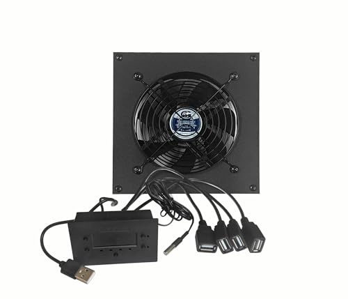coolerguys Einzelner 120 mm USB-Lüfter mit Halterung und voreingestelltem Thermostat