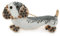 Avalaya Broche en forme de teckel Blanc/gris en émail - Cristal gris - 45 mm de diamètre