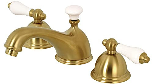 Kingston KS3967PL Widespread Bathroom Faucet, Brushed Brass
