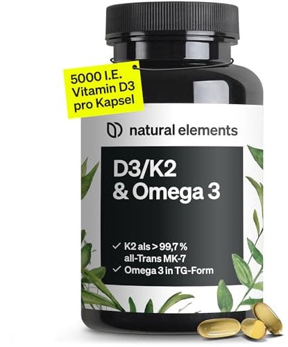 Vitamin D3 + K2 + Omega 3 – Premium K2VITAL® von Kappa 99,7+% All-Trans K2 – Premium Omega 3 in Triglycerid Form und bioverfügbares D3 – in Deutschland produziert & laborgeprüft
