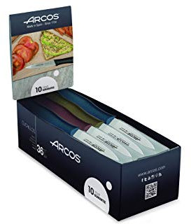 Arcos Nova - Box 36 Schälmesser - Edelstahl NITRUM 100 mm - Griff in verschiedenen Farben (36 uds)