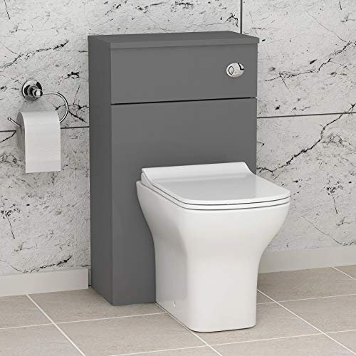 Bathroom Qubix Back to Wall Toilet with WC Unit + Soft Close Seat & Concealed Cistern - Indigo Grey Gloss