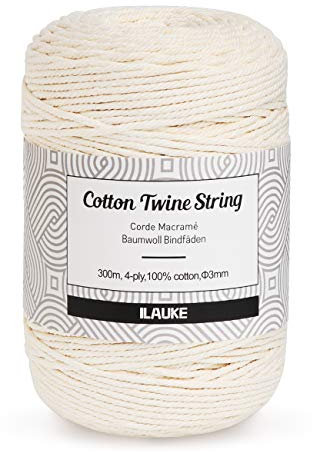 Beige MakrameeSchnur,3mm Premium Makramee Garn,300m Natürliche Baumwollgarn Farbiges,Recycelbar Macrame Cord,Bunte Makramee Baumwollgarn zum Aufhängen,Basteln,Stricken,Dekoschnur,Verschiedene Basteln