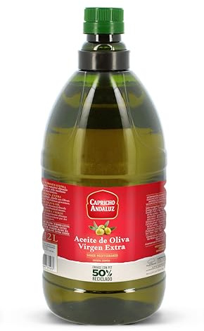CAPRICHO ANDALUZ Huile d'olive extra vierge en format PET de 2L – Format pratique et polyvalent offrant une plus grande quantité pour un usage quotidien, parfait pour assaisonner vos salades.