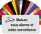 Plaque Maison Sous Alarme Et Vidéosurveillance Autocollante – Plaque De Maison PVC Adhésive 10 x 5 cm – 21 Couleurs Disponibles (Blanc écrit Noir)