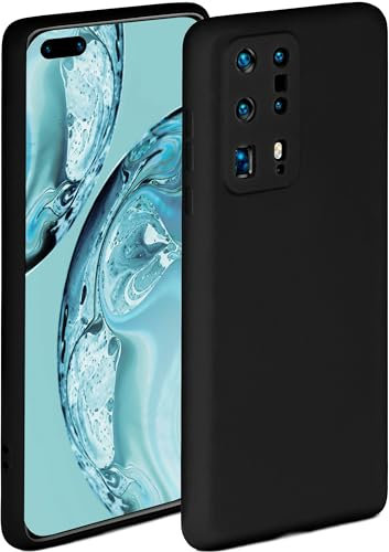 ONEFLOW Soft Case kompatibel mit Huawei P40 Pro Plus Hülle aus Silikon, erhöhte Kante für Bildschirmschutz, zweilagig, weiche Handyhülle - matt Schwarz