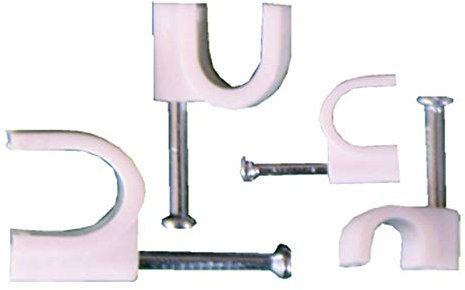 Voltman DIO053152 Range Fixation électrique-Clips Serre Cavalier câble avec Clou Acier-Boite De 200 Attaches Diam. 4-6-8-10 Blanc