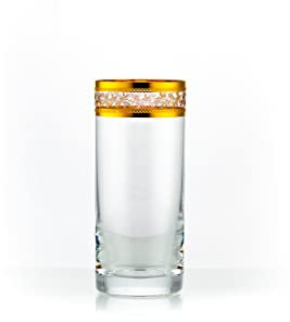 Crystalex Longdrinks Wassergläser Barline Gold Kristallgläser 300 ml 6er Set Bohemia