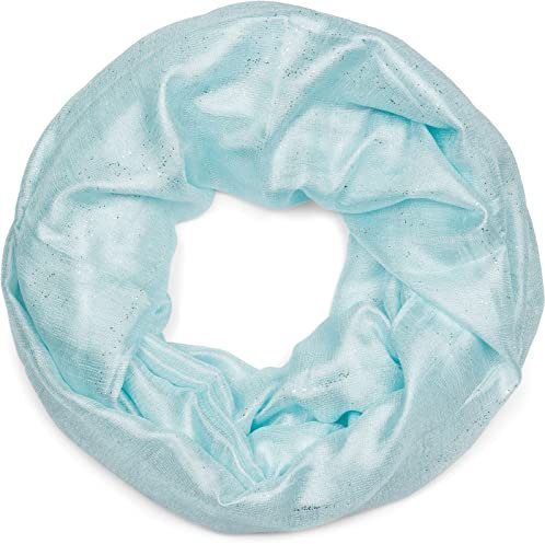 styleBREAKER Damen Loop Schal leicht und seidig mit Glitzer in Unifarben, Schlauchschal, Tuch 01016214, Farbe:Türkis