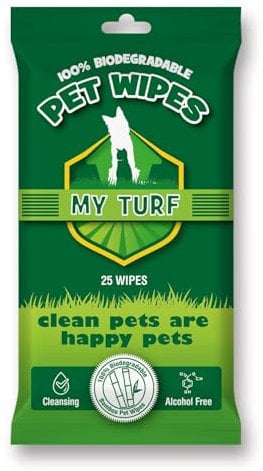 My Turf Cat Dog Grooming Pet Wipes | 25 Biodegradable Wipes 15x20cm | Quick Easy Cleaning Dog Wipes & Cat Wipes | Dog Wipes For Bums, Body, Paws, Eyes & Ears | Alcohol Free Dog Grooming Wet Wipes