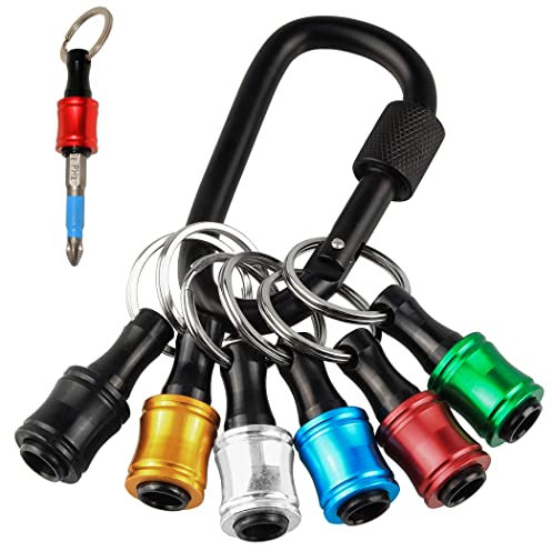 Treki 6pcs Porte-embouts à Main de Tournevis à Hex, 1/4 Adaptateur de Vis à Main de Foret Barre d'extension Portable avec Porte-Clés pour Extension Rapide et Dégagement Poignée de Perceuse