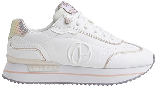 Pepe Jeans RUSPER Charm Platform Sneaker, White, 41 EU