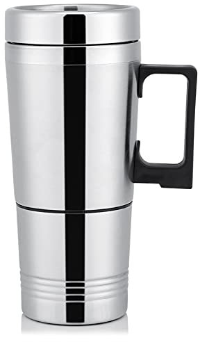 Wakects Hervidor de Agua de Viaje de 300 Ml, Hervidor Eléctrico de Acero Inoxidable para Coche, Taza de Calefacción para Coche, Calentador de Agua de Viaje Portátil para Viajes de Camping (24V)