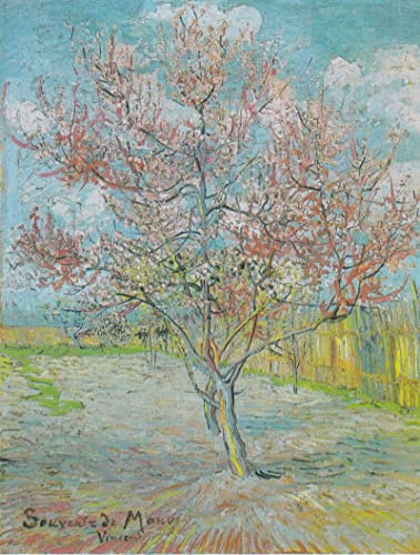 ZIMARO Leinwand Abstrakt Kunstwerk Wandkunst Bild Druck Klassische Malerei Blühender Pfirsichbaum von Vincent Van Gogh für Bürodekoration 60x90cm