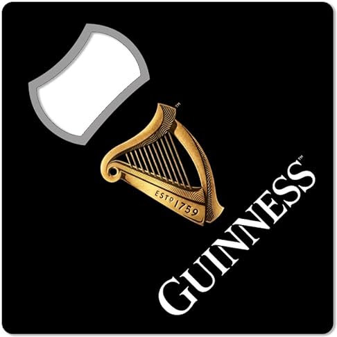Guinness - MAGNETÖFFNER - FLASCHENÖFFNER - UNTERSETZER - HARFE & SCHRIFTZUG - 9X9 cm GKM05