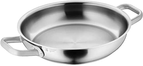 WMF Ultimate - Sartén de acero inoxidable (24 cm, sin revestimiento, base plana, inducción, acero inoxidable Cromargan pulido, apta para horno, apta para lavavajillas