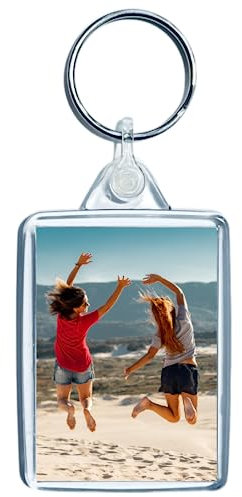 Personalised Custom Photo Keyring - Portrait Photo - Key Chain, Key Ring Fob, Clear, Medium