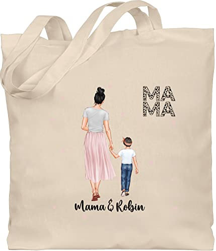 Baumwolltasche - Mama Geschenk Kinder I Muttertagsgeschenk Ideen - Unisize - Naturweiß - personalisiertes mutter kind personalisierte tasche mom geschenke für mütter tochter beutel taschen